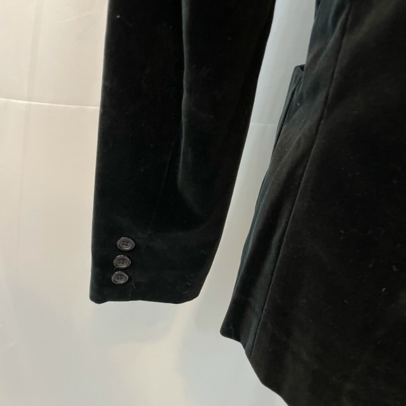 Vintage crushed velvet black blazer medium button front closure - Picture 9 of 10